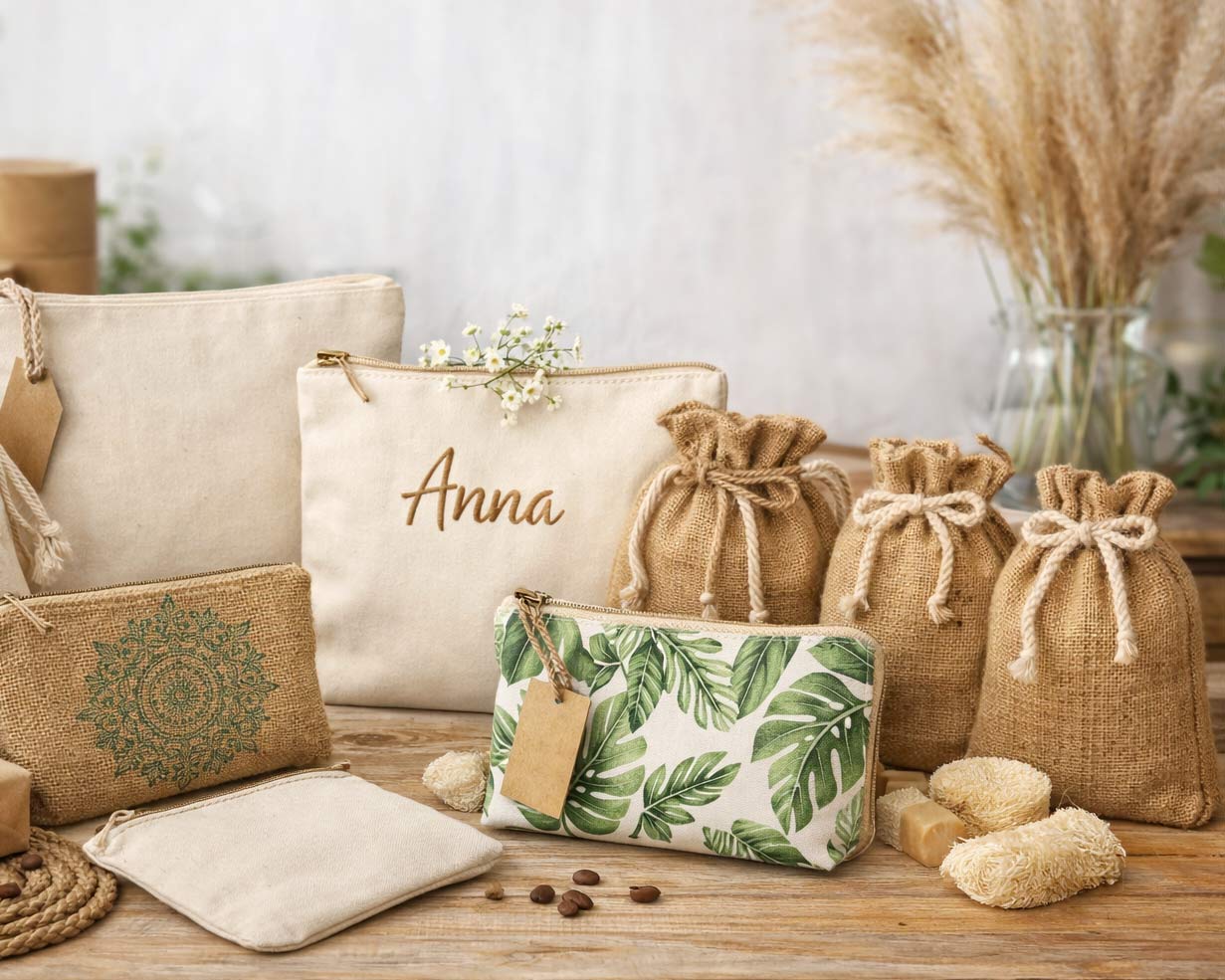 Premium Jute & Canvas Pouches by GUJVILLA BAGS