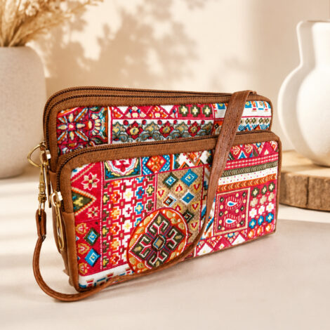 Beaded Borders print crossbody sling